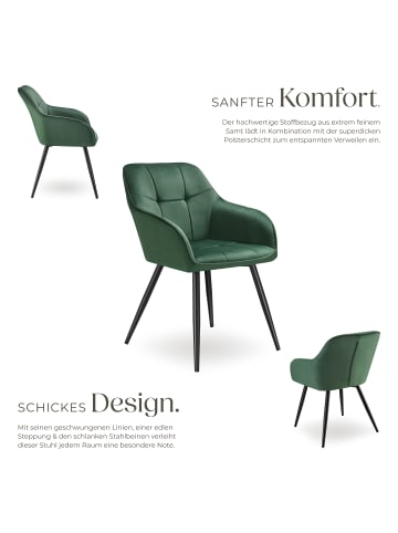 tectake Polstersessel gepolstert, in Samtoptik, gesteppt, 58 x 62 x 82 cm