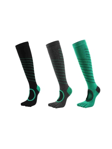 MUNADUNA 3er-Pack Yoga-Kniestrümpfe mit offenem Spann - Anti-Rutsch-Farb-Mix