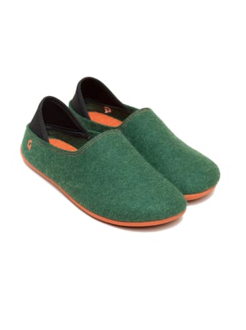 Gottstein Hausschuh Wool Slip-On in green/orange