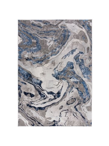 KADIMA DESIGN Luxuriöser Wohnzimmer Teppich mit metallischer Marmorierung in Blau-Grau
