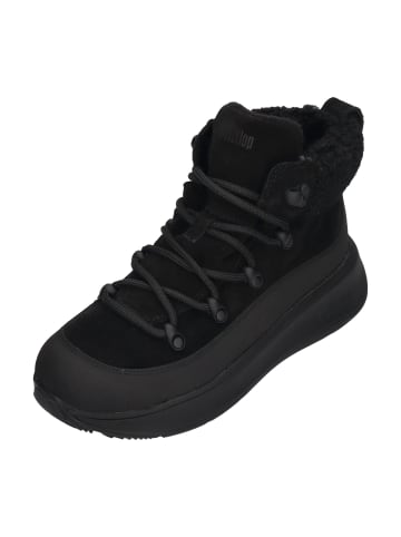 fitflop Stiefeletten F-MODE TEDDY-COLLAR WARM SUEDE LACE UP in schwarz