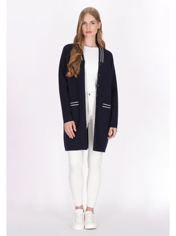 DreiMaster Damen Cardigan in Marine Weiss Streifen