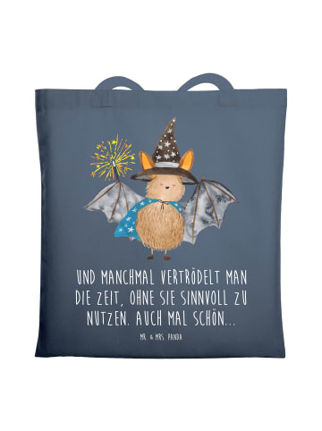 Mr. & Mrs. Panda Jutebeutel Fledermaus Zauberer mit Spruch in Indigo Blue