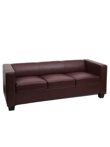 MCW 3er Sofa Lille, Kunstleder, rot-braun