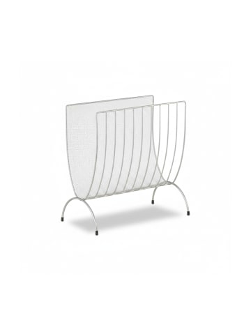 relaxdays Zeitungsständer in Silber - (B)34x (H)35 x (T)18 cm