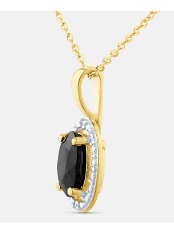 Diamant L'éternel Kette mit Anhänger, mit schwarzer Saphir, 375 Gelbgold