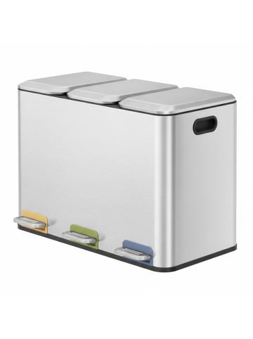 SONGMICS HOME Mülleimer Popnex in Silbern - (B)38.8 x (H)42.7 x (T)60.5 cm - 3 x 15 L