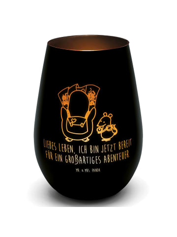 Mr. & Mrs. Panda Windlicht Pinguin & Maus Wanderer mit Spruch in Schwarz