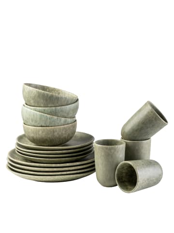 gipfelstück Geschirr-Set, Steinzeug Moos'N'Stein in Grün