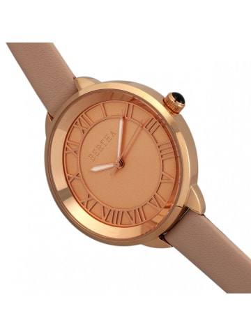 Bertha Madison Sunray Zifferblatt Lederarmbanduhr in Light Pink/Rose Gold
