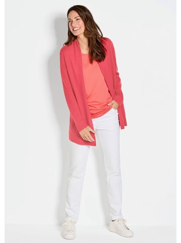 GOLDNER Kurzgröße:  Langarm Cardigan aus Merino in koralle