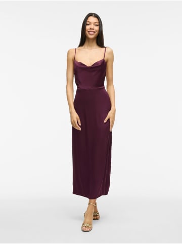 Vila Elegantes Satin Slip Kleid mit dünnen Trägern in Weinrot