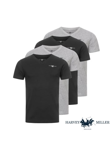 HARVEY MILLER POLO CLUB Harvey Miller 4er Set T-Shirt "Vneck " in Schwarz/Weiß