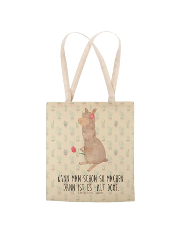 Mr. & Mrs. Panda Beutel Alpaka Blume mit Spruch in Kaktus Grün