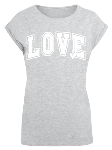F4NT4STIC Extended Shoulder T-Shirt Love University Valentinstag Herz in grau meliert