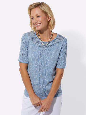 WITT WEIDEN Ajour-Pullover in himmelblau-ecru-meliert