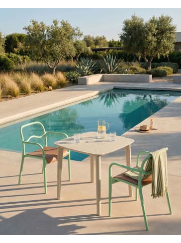 Beliani 2er-Set Esszimmerstuhl THASOS in Grün/Braun