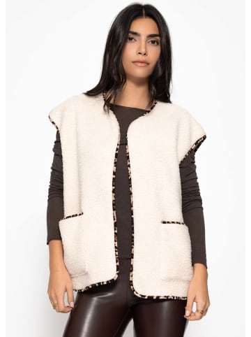 SASSYCLASSY Teddy-Weste mit Leo-Rand in Beige
