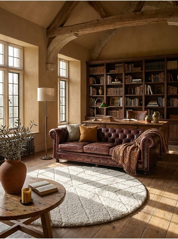 KADIMA DESIGN Rundteppich Berber weich wohnlich Wohnzimmer Schlafzimmer gemütlich in Creme