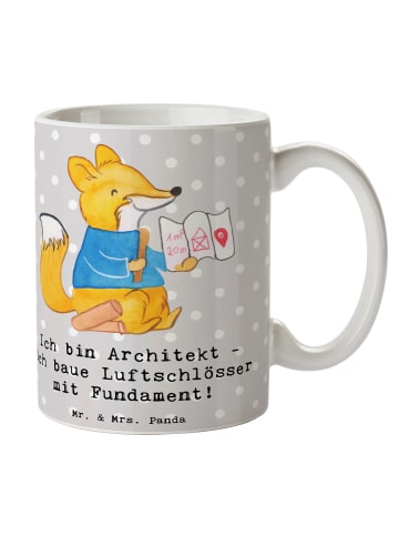 Mr. & Mrs. Panda Kaffeebecher Architekt Luftschlösser mit Spruch in Grau Pastell