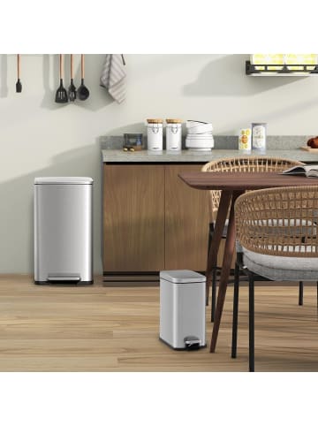 COSTWAY Mülleimer 2er Set 40L+6L in Silber
