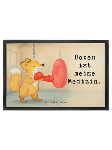 Mr. & Mrs. Panda Fußabtreter Fuchs Boxen Design mit Spruch in Weiß