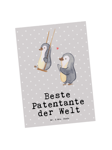 Mr. & Mrs. Panda Postkarte Pinguin Beste Erfindungante der Welt mit... in Grau Pastell