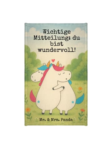 Mr. & Mrs. Panda Gästehandtuch Einhorn Mitteilung Design mit Spruch in Weiß