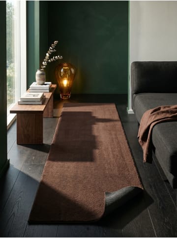 KADIMA DESIGN Teppich Kurzflor Uni rutschhemmend pflegeleicht Wohnzimmer Flur in Braun