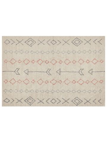 Beliani Kurzflor DISPUR in Beige/Schwarz/Orange - (W) 140 x (H) 200 x (L) 200 cm