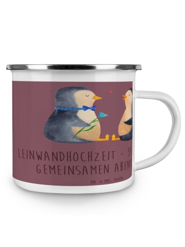 Mr. & Mrs. Panda Camping Emaille Tasse 35. Hochzeitstag Leinwand... in Kaffa Coffee