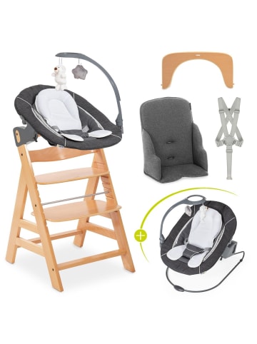 Hauck Hochstuhl Alpha Plus 4-tlg. Newborn Set in brown
