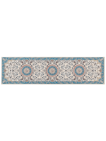 Beliani Kurzflor GORDES in Beige/Blau - (W) 80 x (L) 300 cm