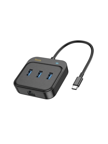 HOCO HOCO HUB Adapter 4in1 Typ C auf USB3.0*3+RJ45 Gigabit Ethernet in Schwarz