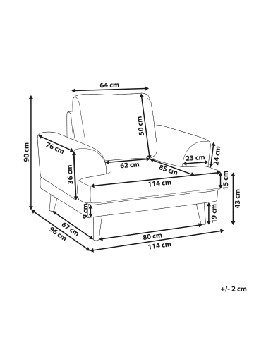 Beliani Sessel KILDAL in Beige - (W) 114 x (H) 90 x (L) 96 cm