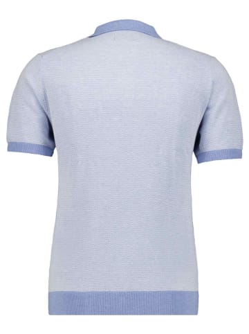 Ragman Strickpullover mit Resort-Kragen, kurzarm in Blau
