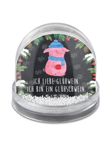 Mr. & Mrs. Panda Schneekugel Schwein Glühwein mit Spruch in Kreidetafel