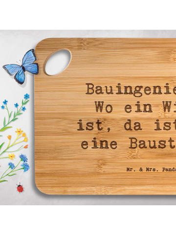 Mr. & Mrs. Panda Küchenbrett Spruch Bauingenieur Wille mit Spruch in Braun