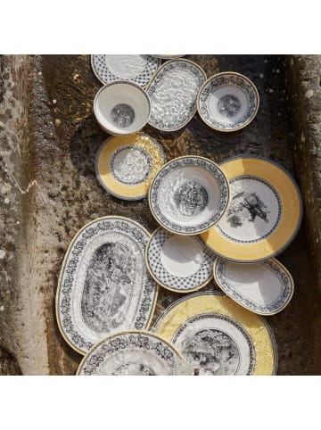 Villeroy & Boch 6er Set Brotteller Audun Fleur ø 16 cm in weiß-grau-gelb