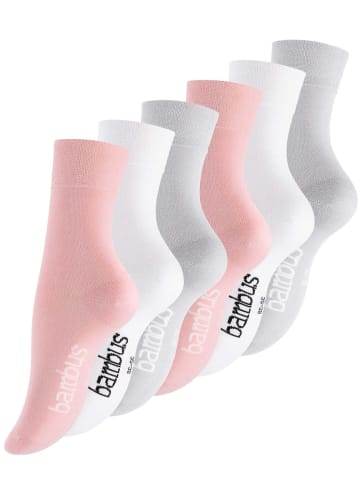 Vincent Creation® Damen "BAMBUS" Socken 6 Paar in Rosa/Weiss/Grau