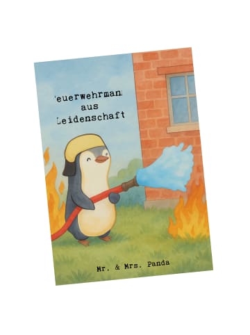 Mr. & Mrs. Panda Postkarte Feuerwehrmann Leidenschaft Design mit... in Weiß