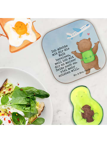 Mr. & Mrs. Panda Untersetzer Bär Flugzeug Design mit Spruch in Weiß