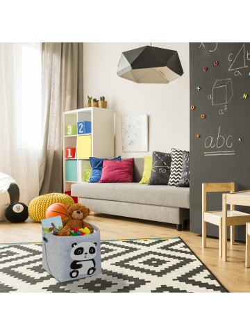 relaxdays 2 x Aufbewahrungskorb "Panda" in Grau  - (B)34 x (H)33 x (T)32 cm