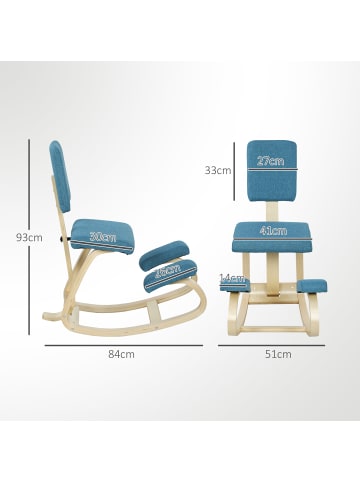 HOMCOM Kniestuhl-84L x 51B x 93H cm-Blau