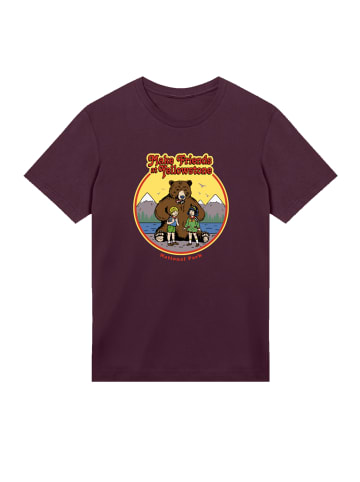 F4NT4STIC T-Shirt US National Parks Make Friends At Yellowstone in maroon