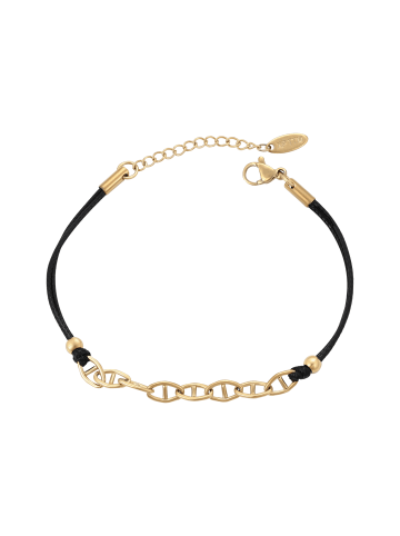 faina Women Chain Cord Bracelet With Beads in Gold Black