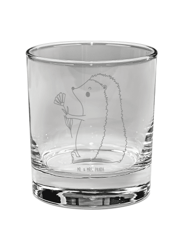 Mr. & Mrs. Panda Whiskey Glas Igel Blumen ohne Spruch in Transparent