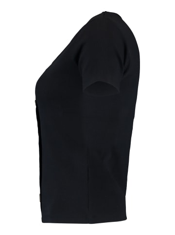 Hailys Geripptes T-Shirt 2-er Set Kurzarm mit Knöpfen SAMMA in Schwarz