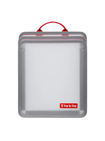 Step by Step Faltbare Heftbox Transparent in Grau/Rot