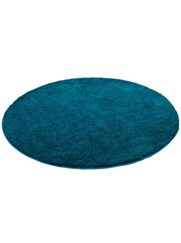 Snapstyle Hochflor Shaggy Teppich Palace Rund in Petrol